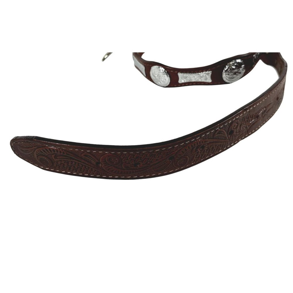 Longhorn Steer Skull Leather Belt Embossed n Studded Mens Size 42 Made in Mexico - Picture 7 of 9